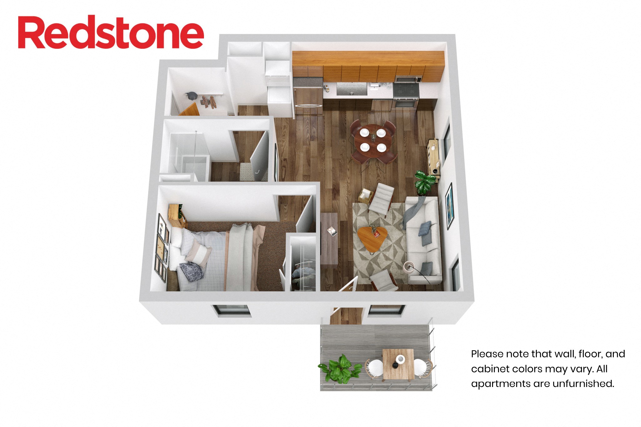 Floor plan for 1 bed, 1 bath